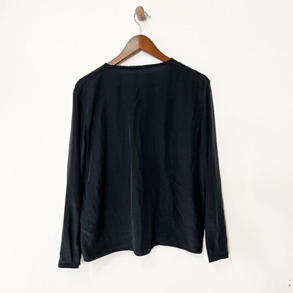 Luisa Cerano Navy Blue Wool and Silk Long Sleeve Sweater - Picture 2 of 6